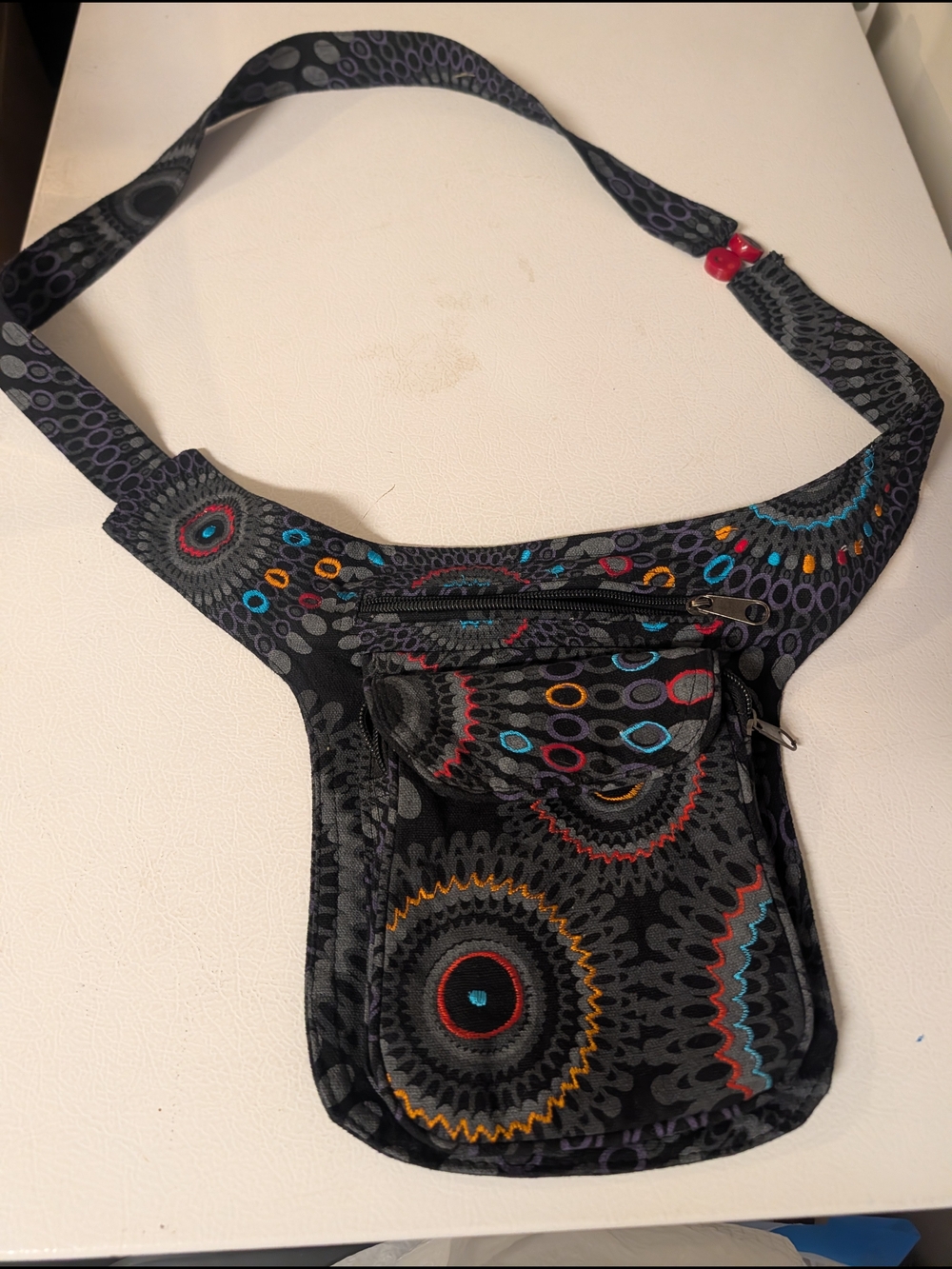 Boho Hippie Embroidered Canvas Hip Bag Crossbody Festival Utility Belt Fanny Pac